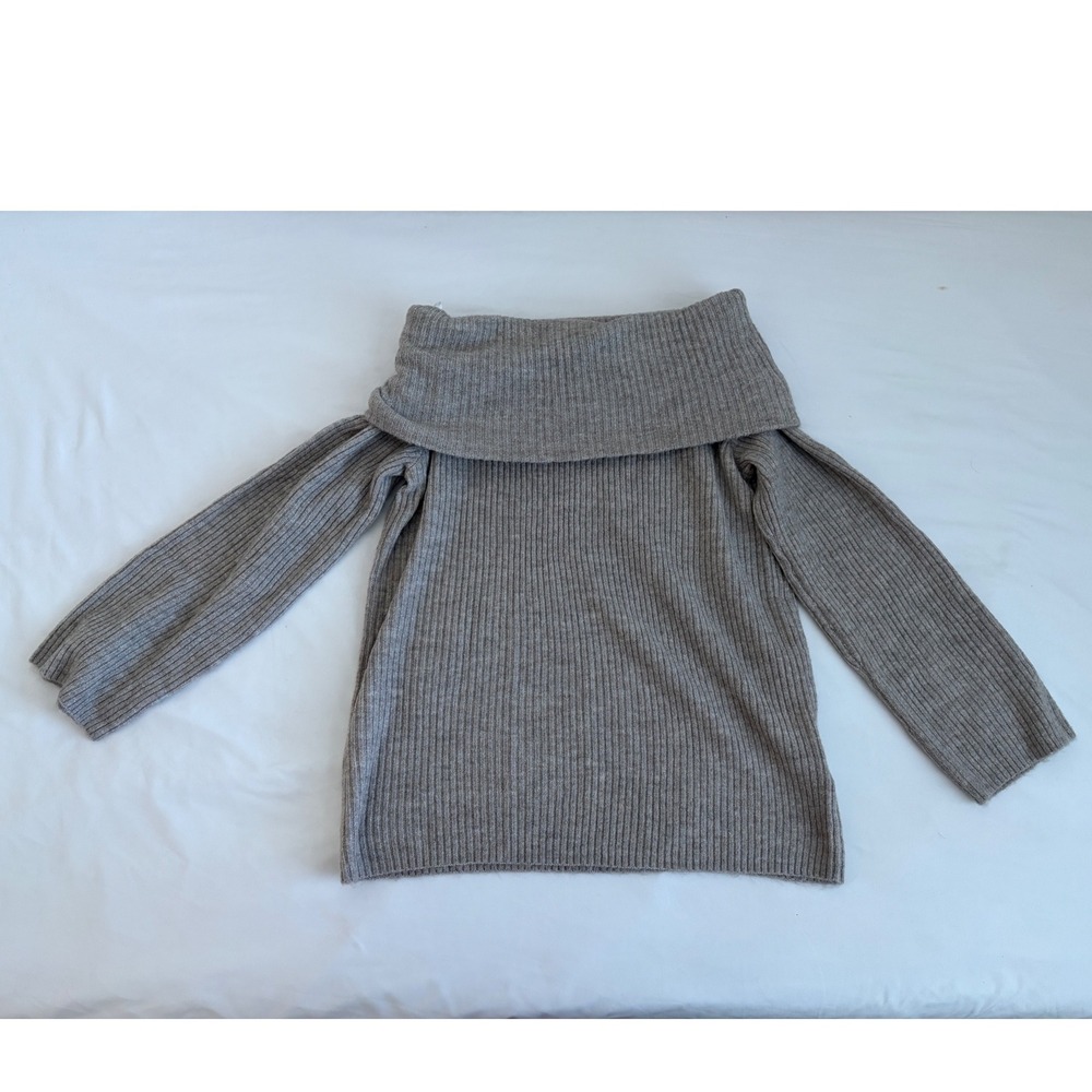 HM Womens Taupe Ribbed Off-the-Shoulder Knit Sweater O/N 420592 Medium NEW